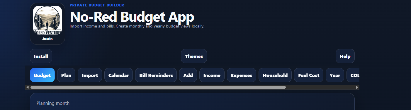 No-Red Budget App budget screen preview
